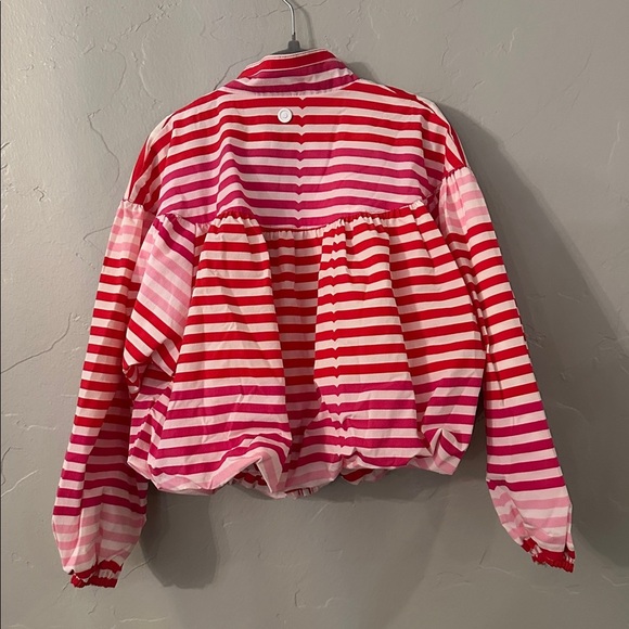 Hunter Kids Raincoat - Pink and Red Stripes - Picture 2 of 5